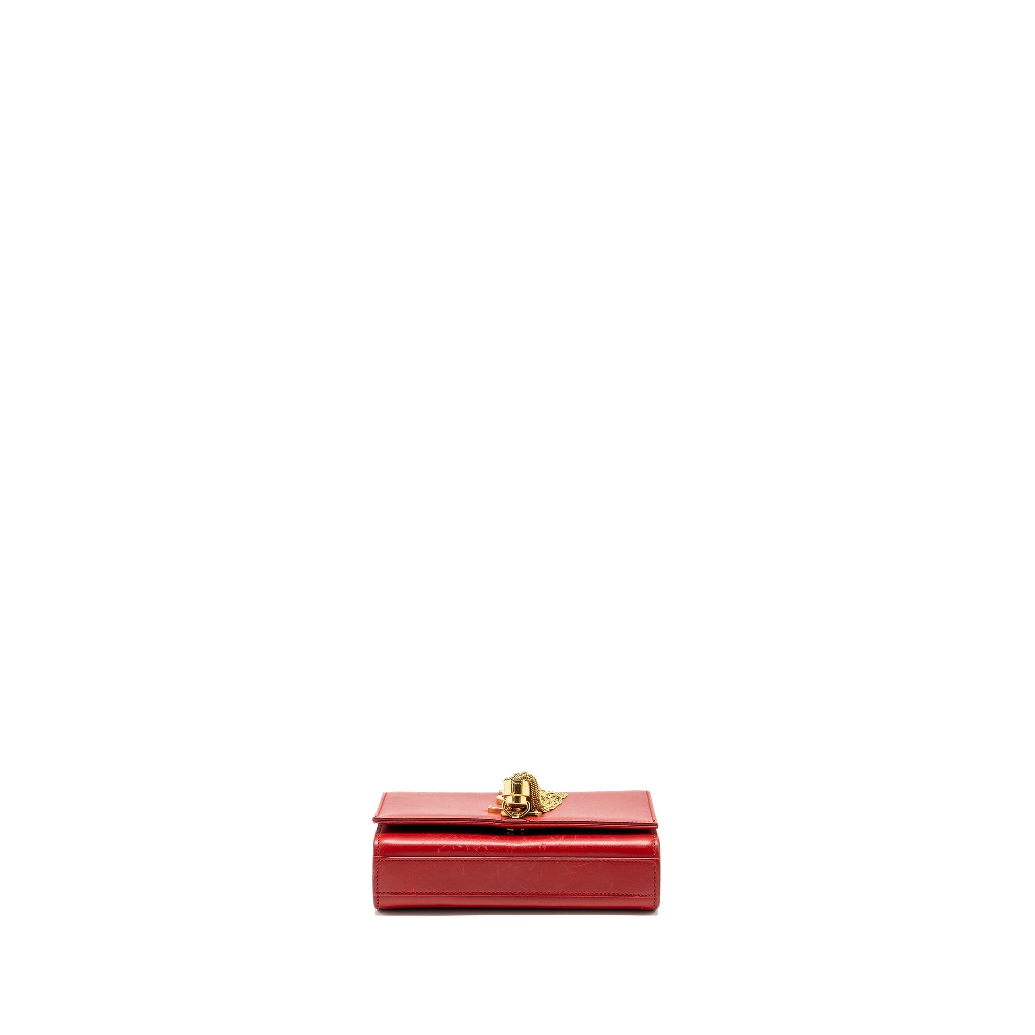SAINT LAURENT/YSL SMALL KATE BAG TASSEL CALFSKIN RED GHW