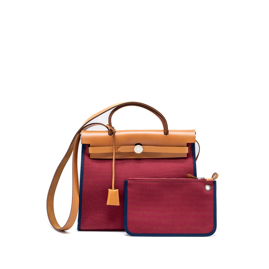 HERMES HERBAG 31 ZIP BAG CANVAS/HUNTER LEATHER MULTICOLOUR SHW