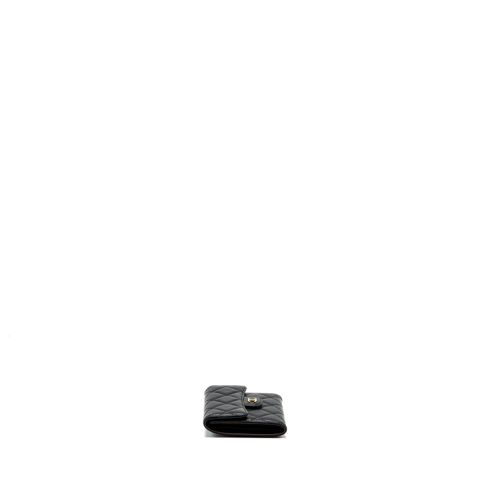 CHANEL CLASSIC COMPACT WALLET LAMBSKIN BLACK GHW