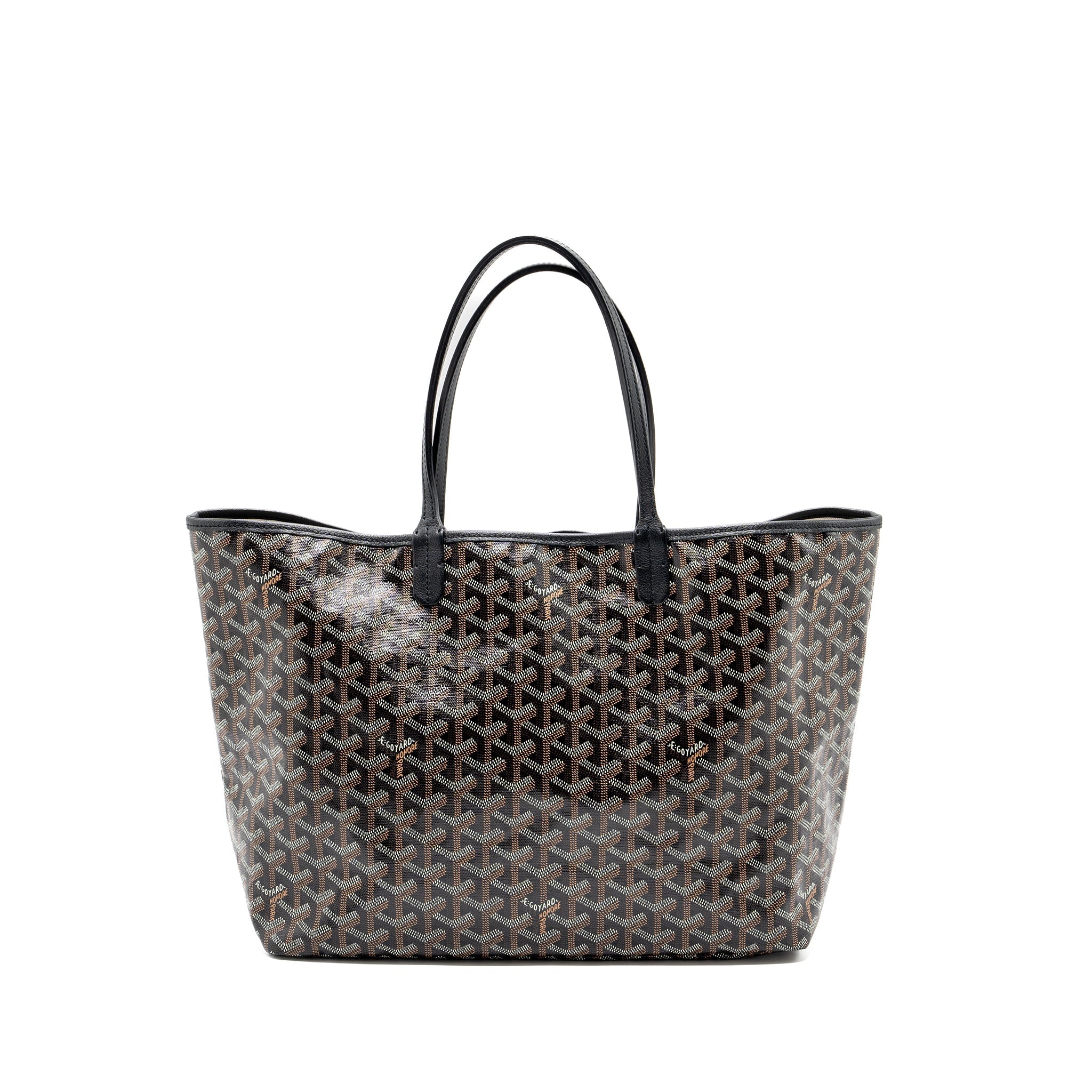 GOYARD SAINT LOUIS PM TOTE BAG GOYARDLINE CANVAS / LEATHER BLACK SHW