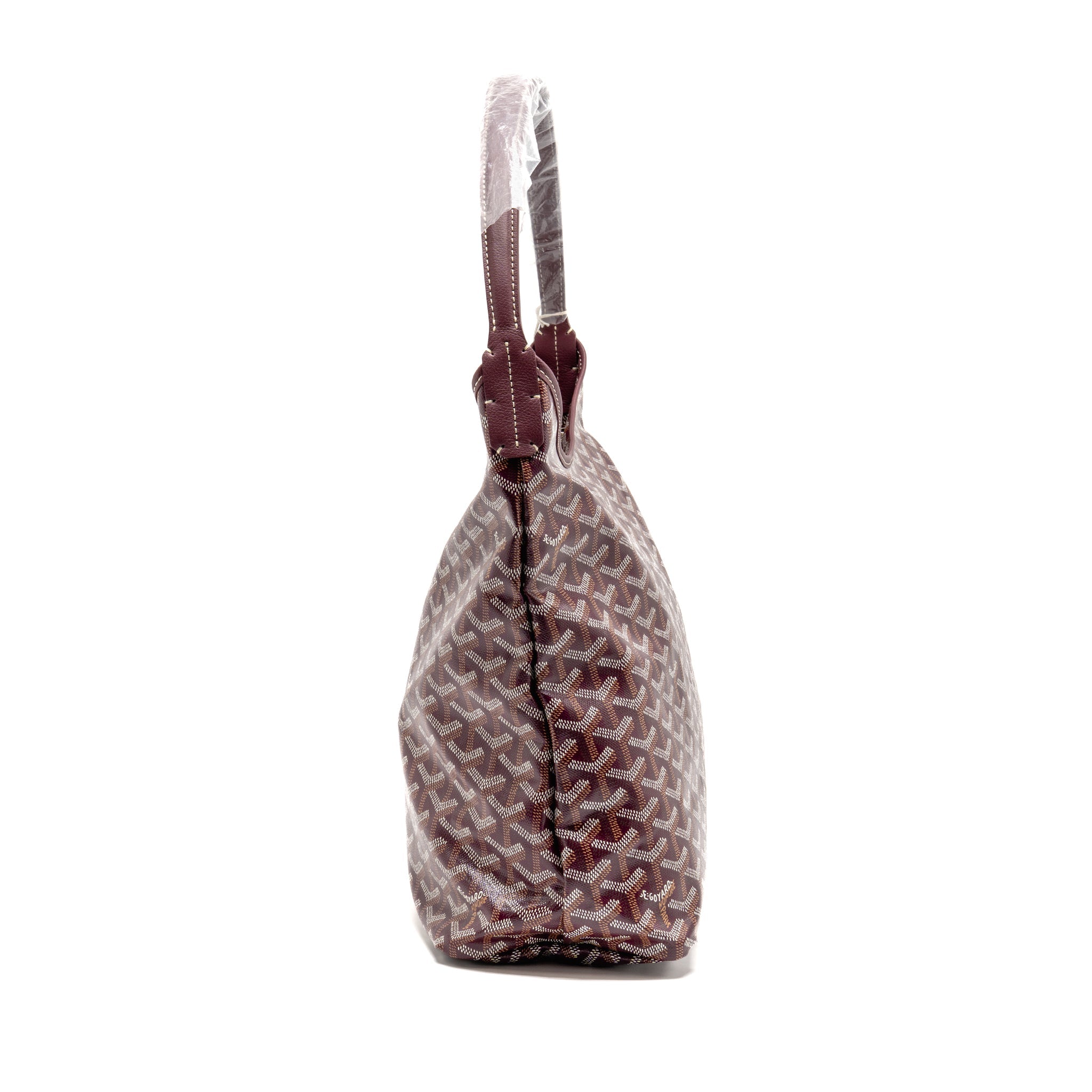 GOYARD BOHEME HOBO PM BAG GOYARDINE CANVAS/CALFSKIN BURGUNDY SHW