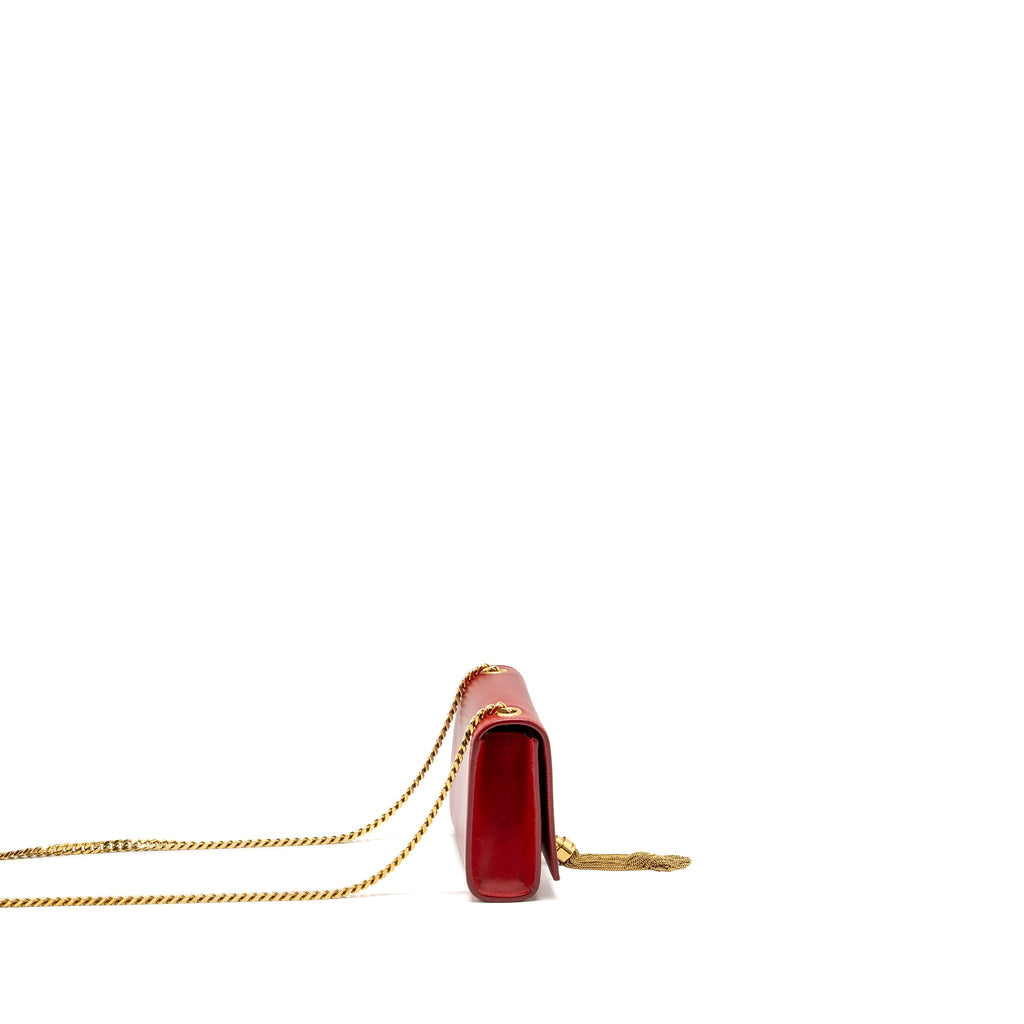 SAINT LAURENT/YSL SMALL KATE BAG TASSEL CALFSKIN RED GHW