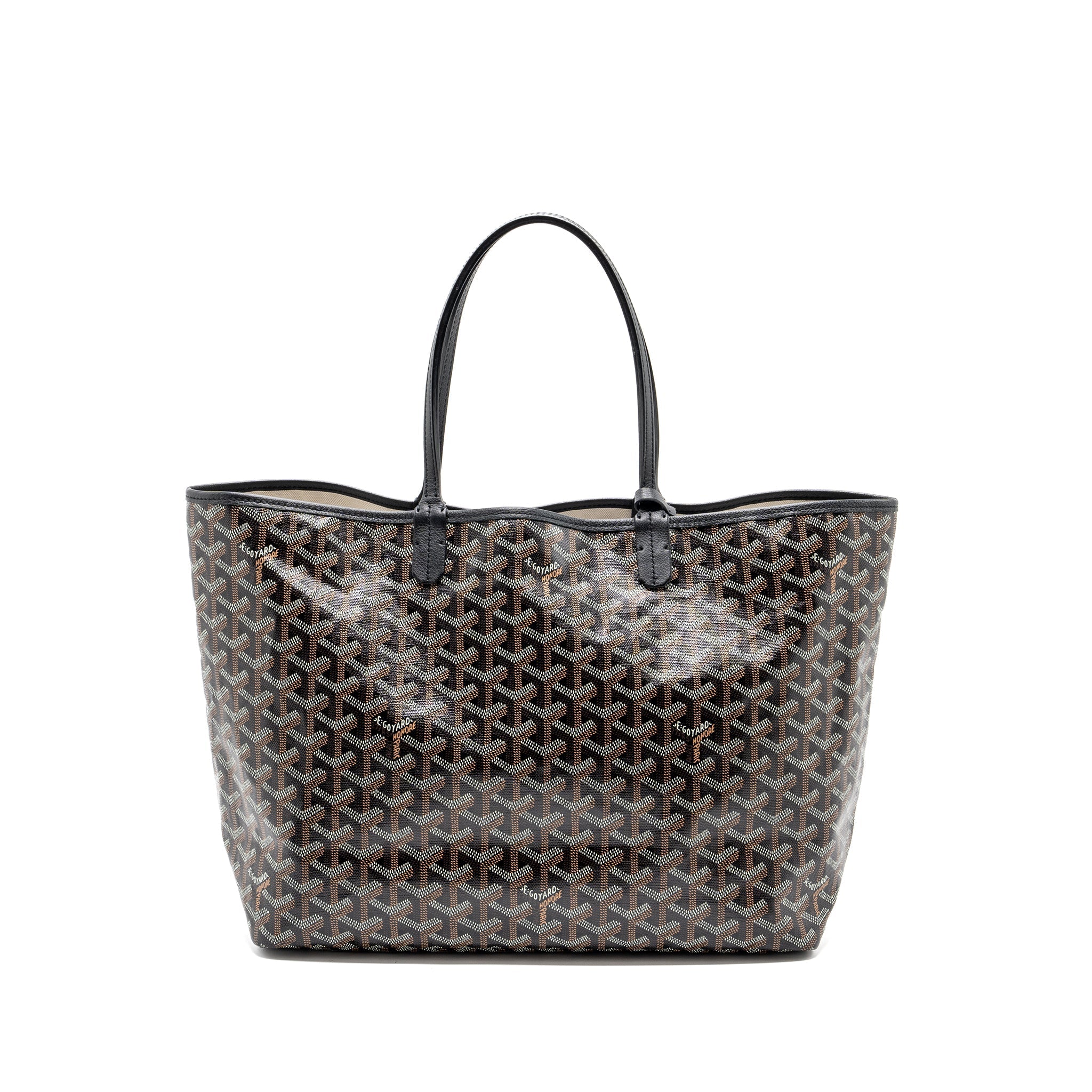GOYARD SAINT LOUIS PM TOTE BAG GOYARDLINE CANVAS / LEATHER BLACK SHW