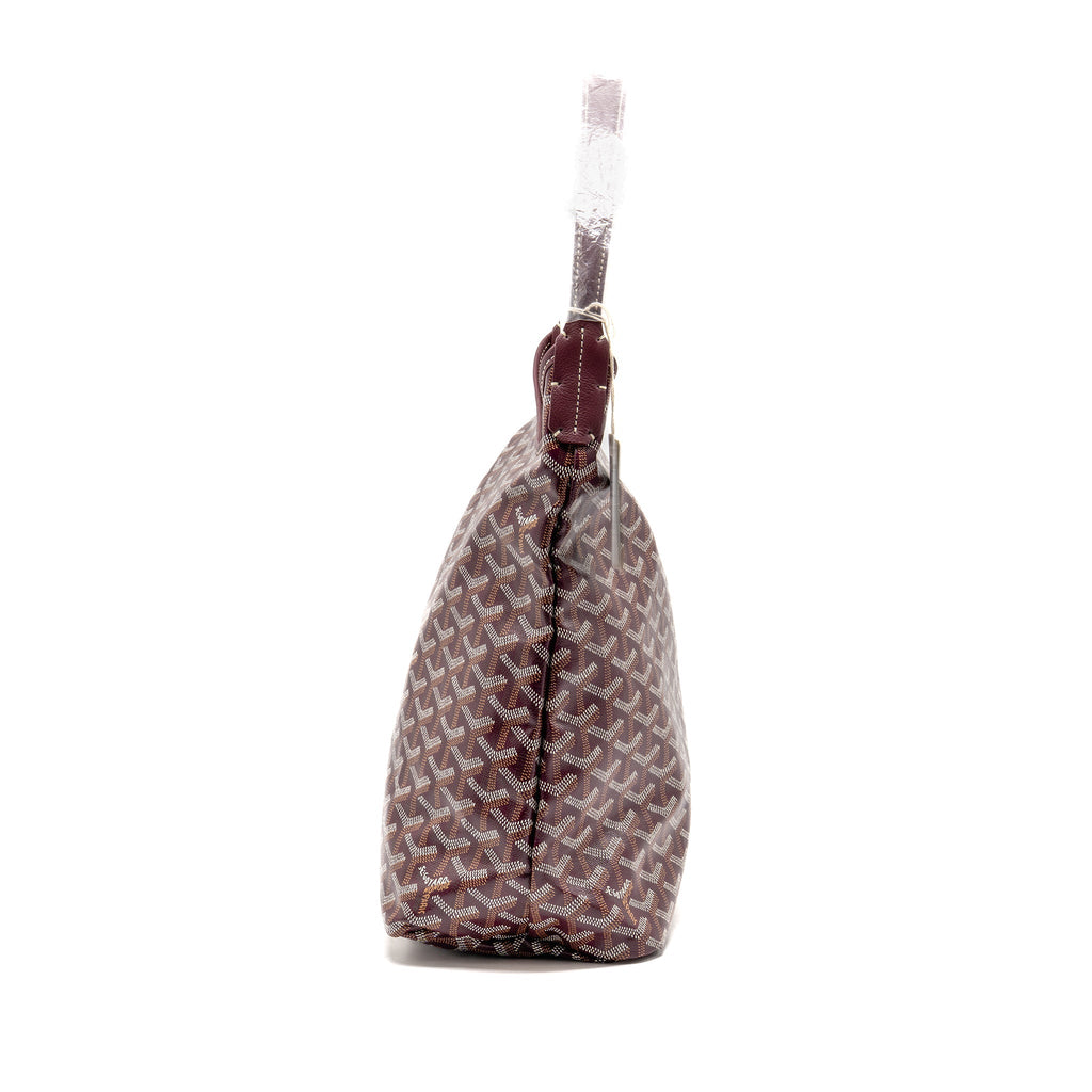 GOYARD BOHEME HOBO PM BAG GOYARDINE CANVAS/CALFSKIN BURGUNDY SHW