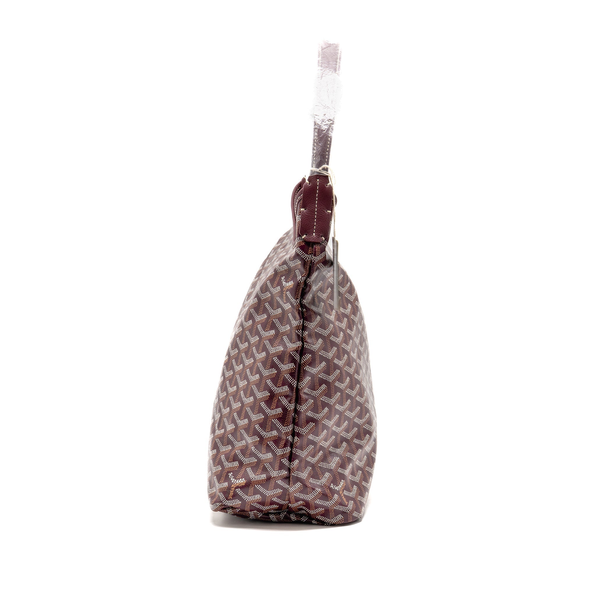 GOYARD BOHEME HOBO PM BAG GOYARDINE CANVAS/CALFSKIN BURGUNDY SHW