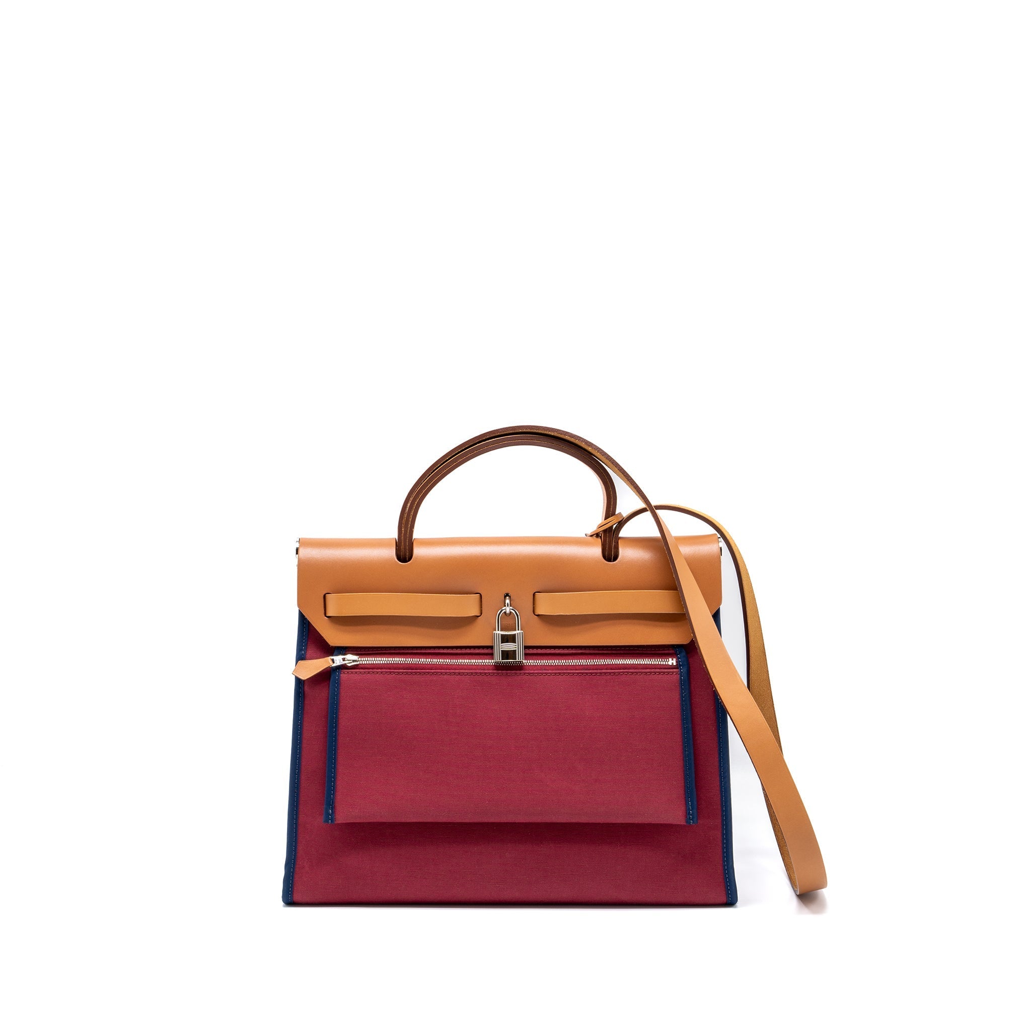 HERMES HERBAG 31 ZIP BAG CANVAS/HUNTER LEATHER MULTICOLOUR SHW