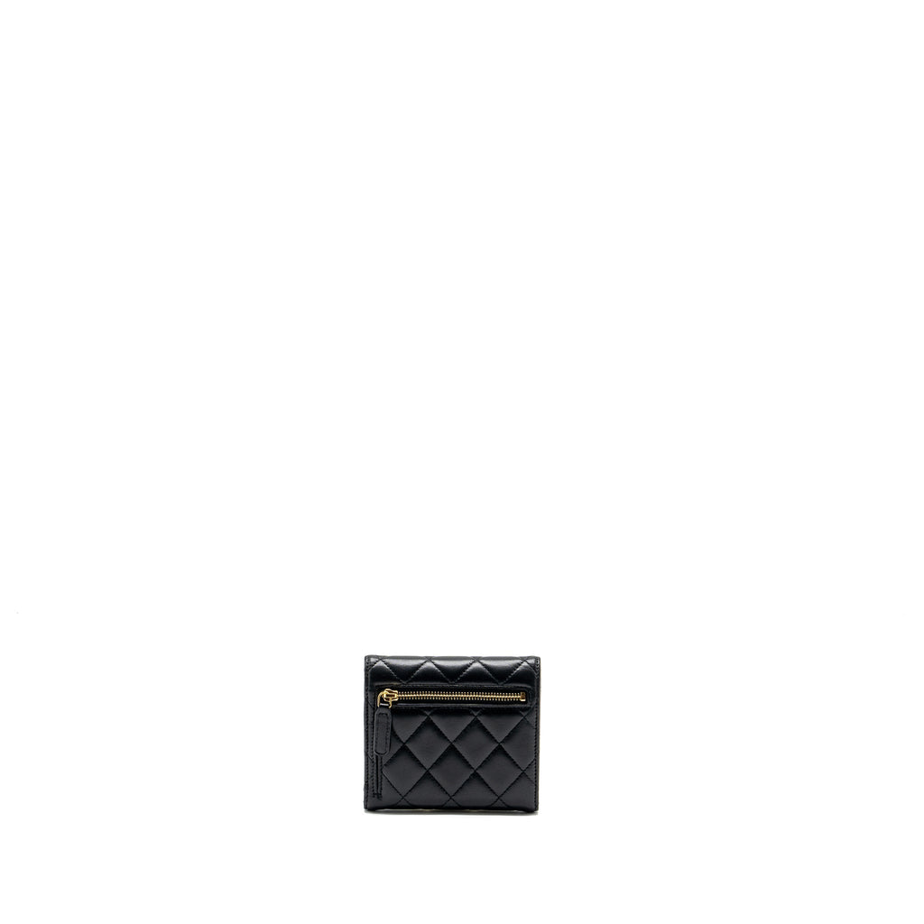 CHANEL CLASSIC COMPACT WALLET LAMBSKIN BLACK GHW