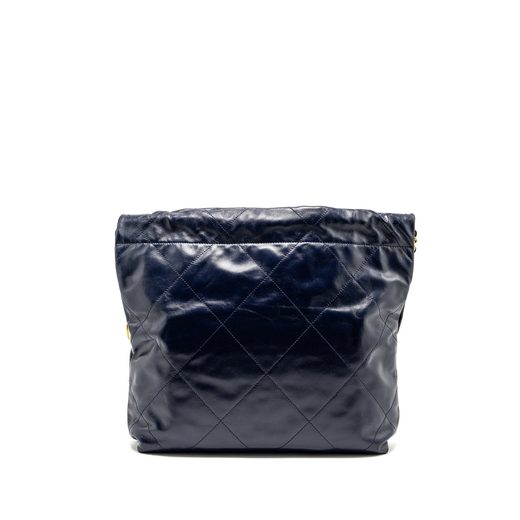 CHANEL SMALL 22 BAG CALFSKIN DARK BLUE GHW (MICROCHIP)