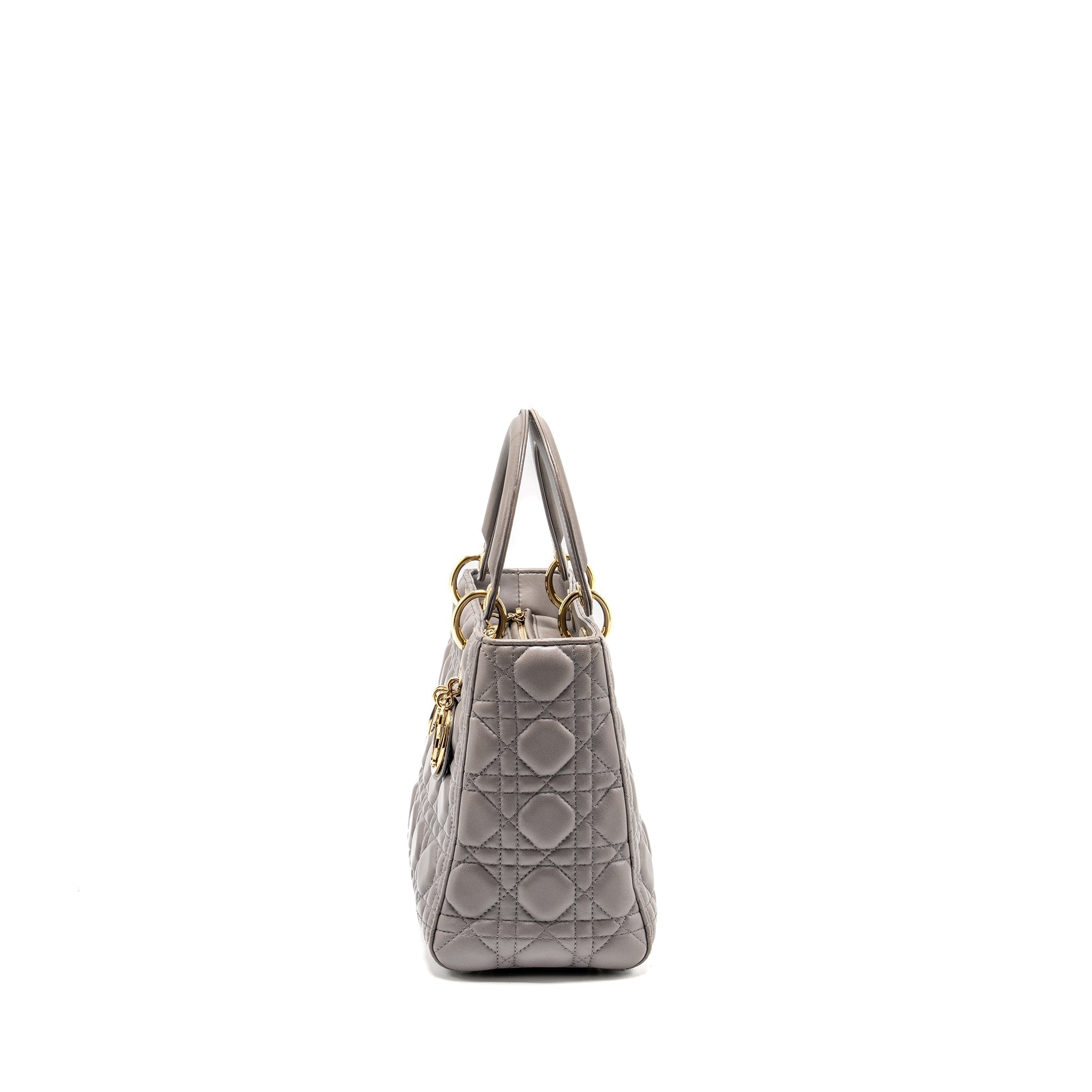 DIOR MEDIUM LADY DIOR LAMBSKIN GREY LGHW