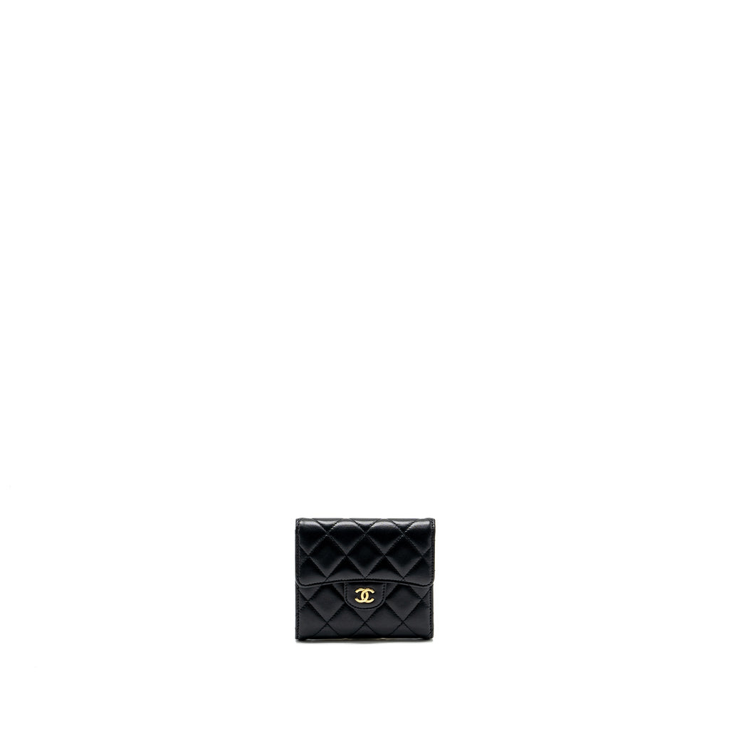 CHANEL CLASSIC COMPACT WALLET LAMBSKIN BLACK GHW