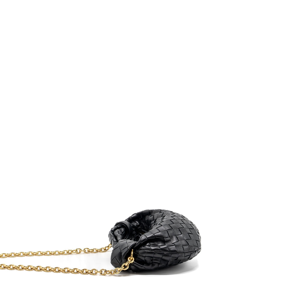 BOTTEGA VENETA MINI JODIE CHAIN BAG LAMBSKIN BLACK GHW