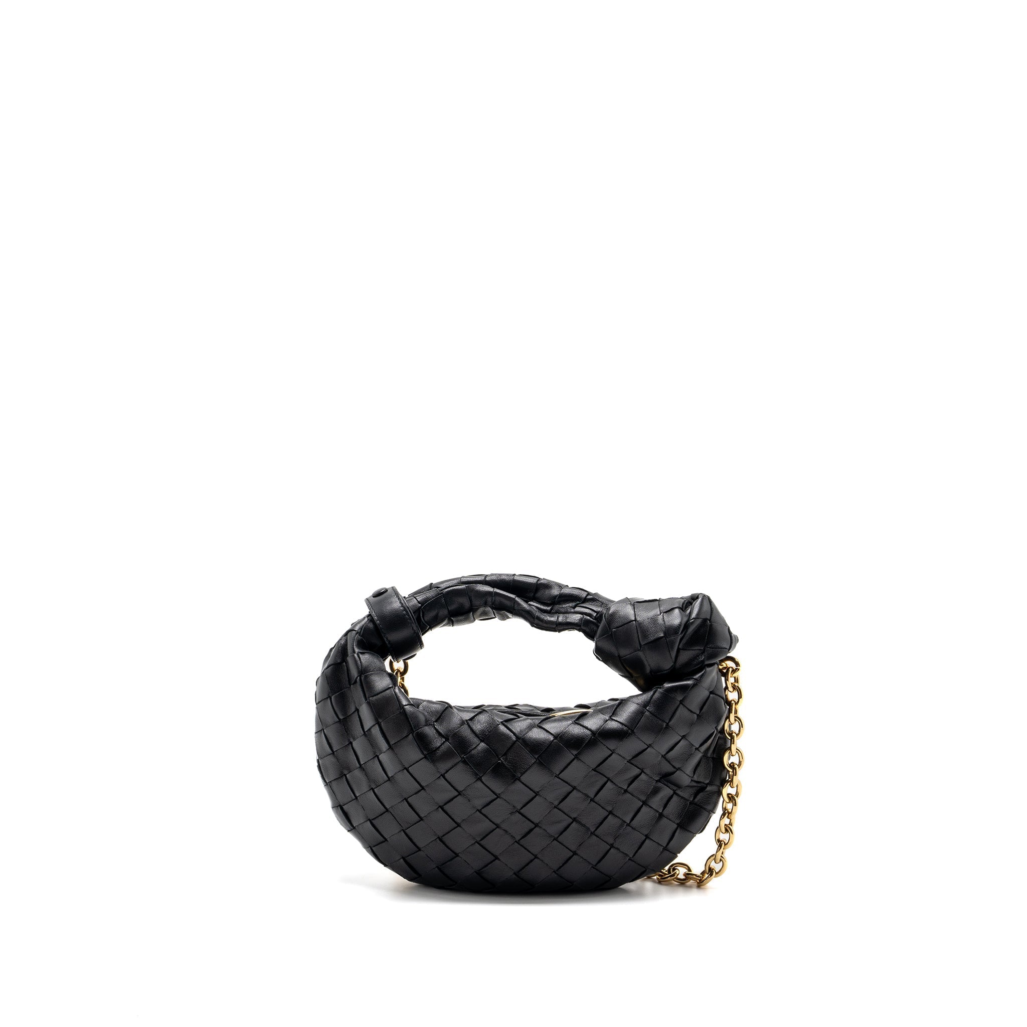 BOTTEGA VENETA MINI JODIE CHAIN BAG LAMBSKIN BLACK GHW