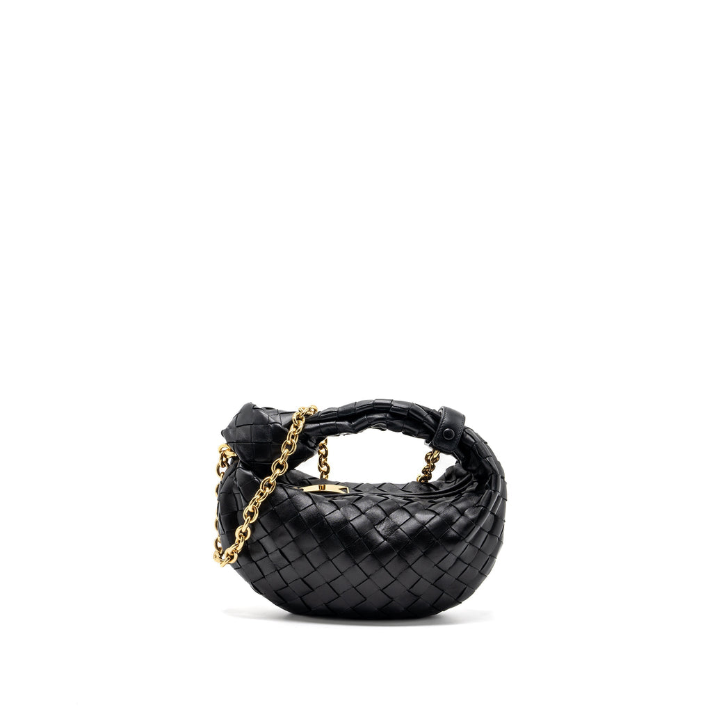 BOTTEGA VENETA MINI JODIE CHAIN BAG LAMBSKIN BLACK GHW