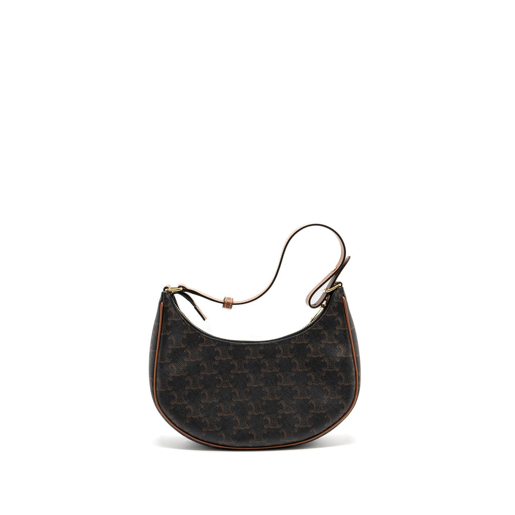 CELINE AVA BAG IN TRIOMPHE CANVAS AND CALFSKIN TAN