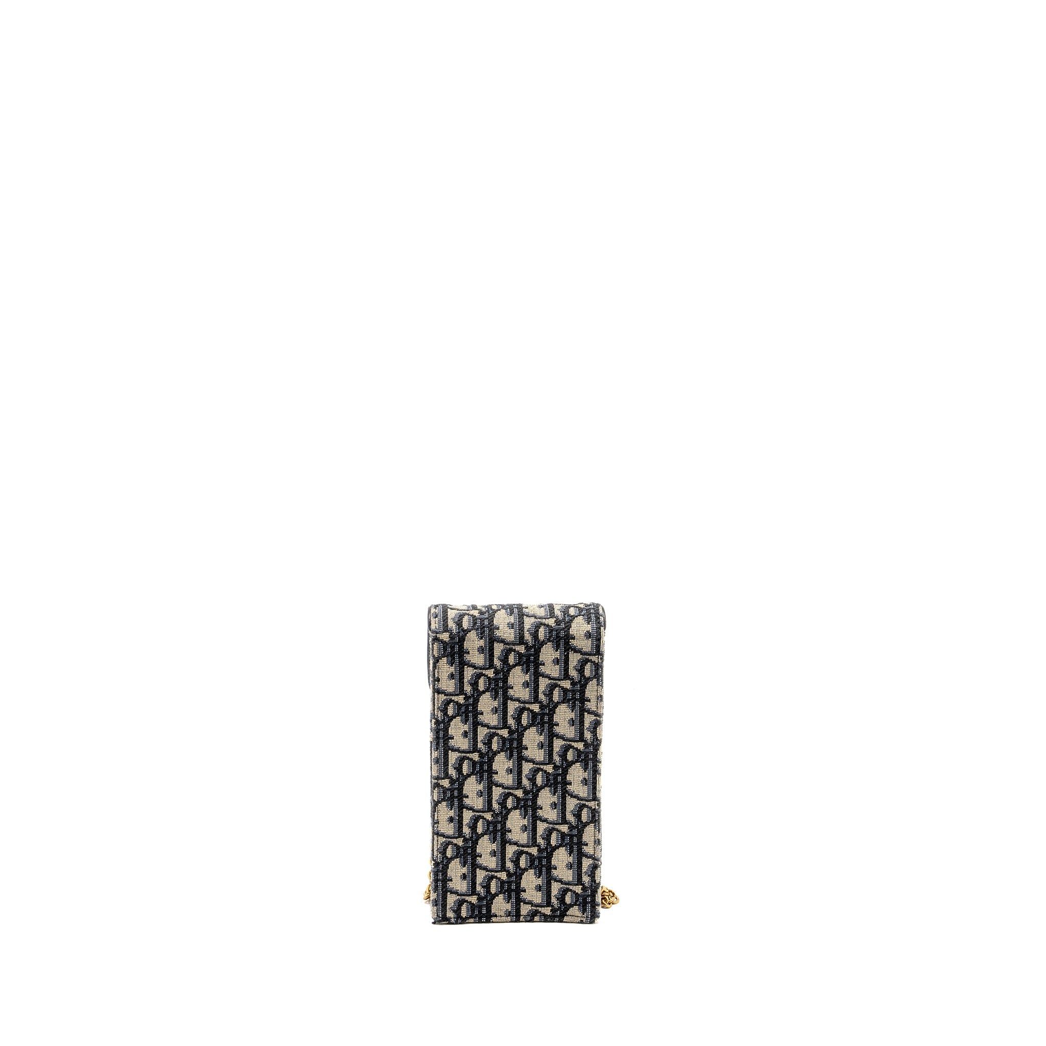 DIOR SADDLE PHONE POUCH BLUE OBLIQUE JACQUARD GHW
