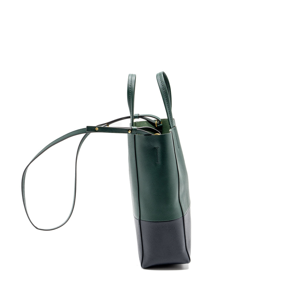 CELINE VERTICAL CABAS CALFSKIN GREEN / NAVY GHW