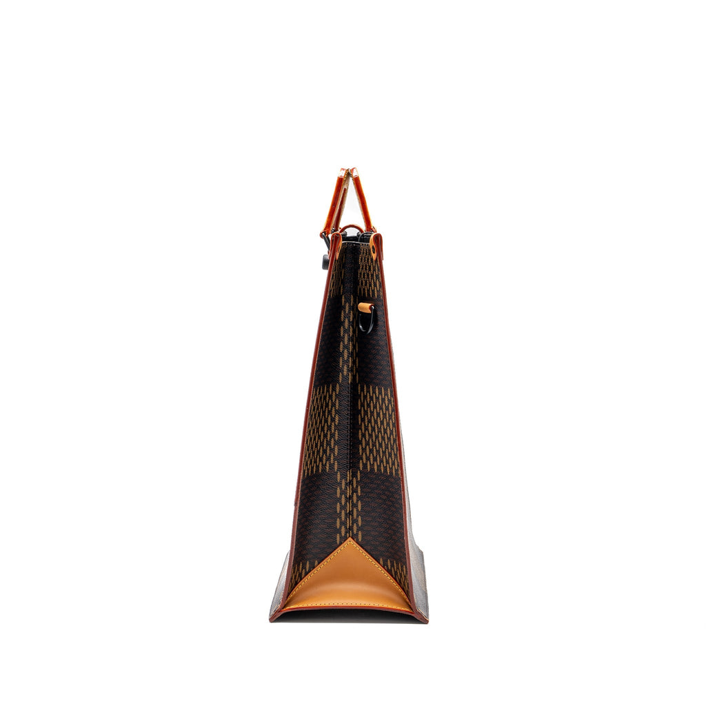 LOUIS VUITTON X NIGO GIANT TOTE DAMIER EBENE MONOGRAM CANVAS BROWN BLACK HARDWARE