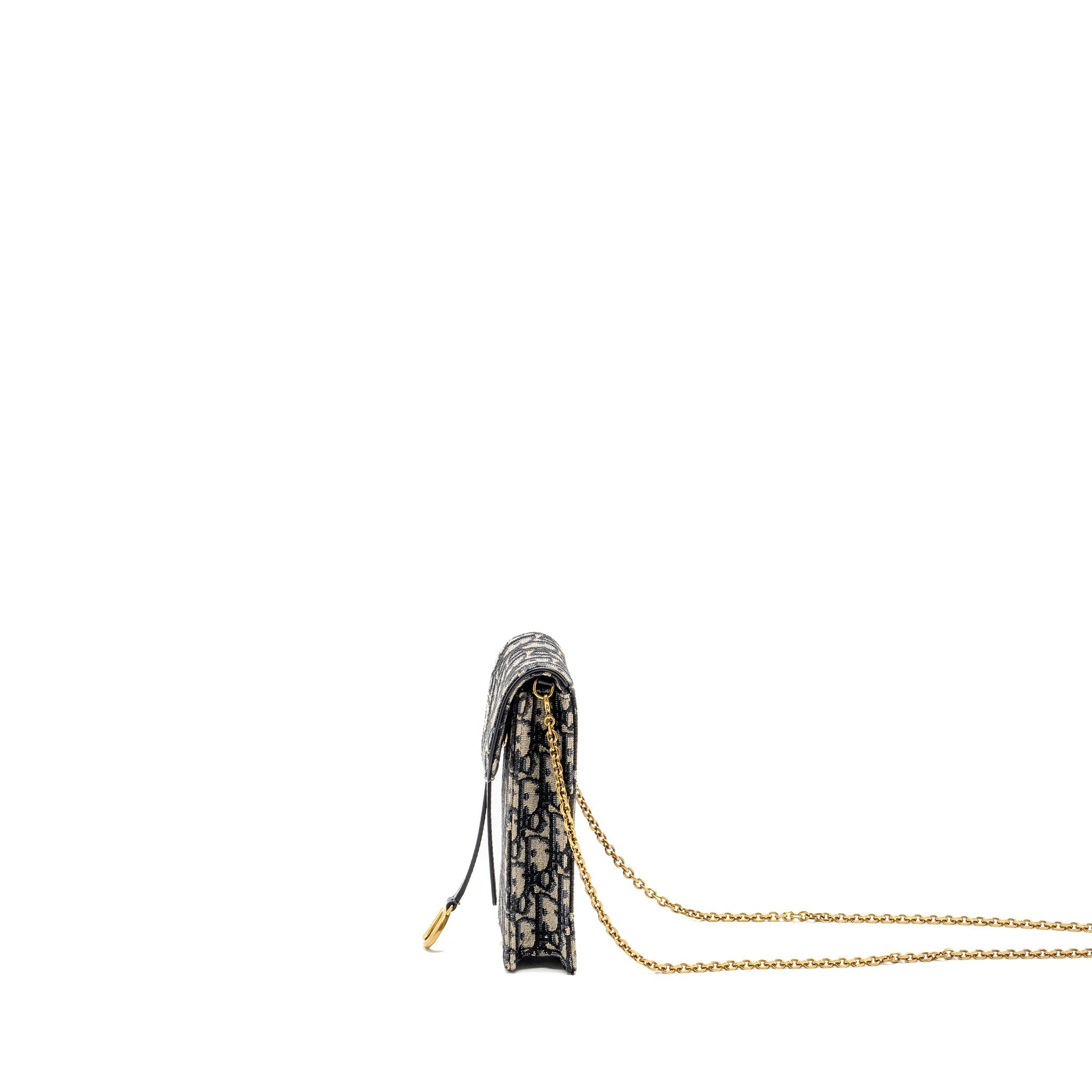 DIOR SADDLE PHONE POUCH BLUE OBLIQUE JACQUARD GHW