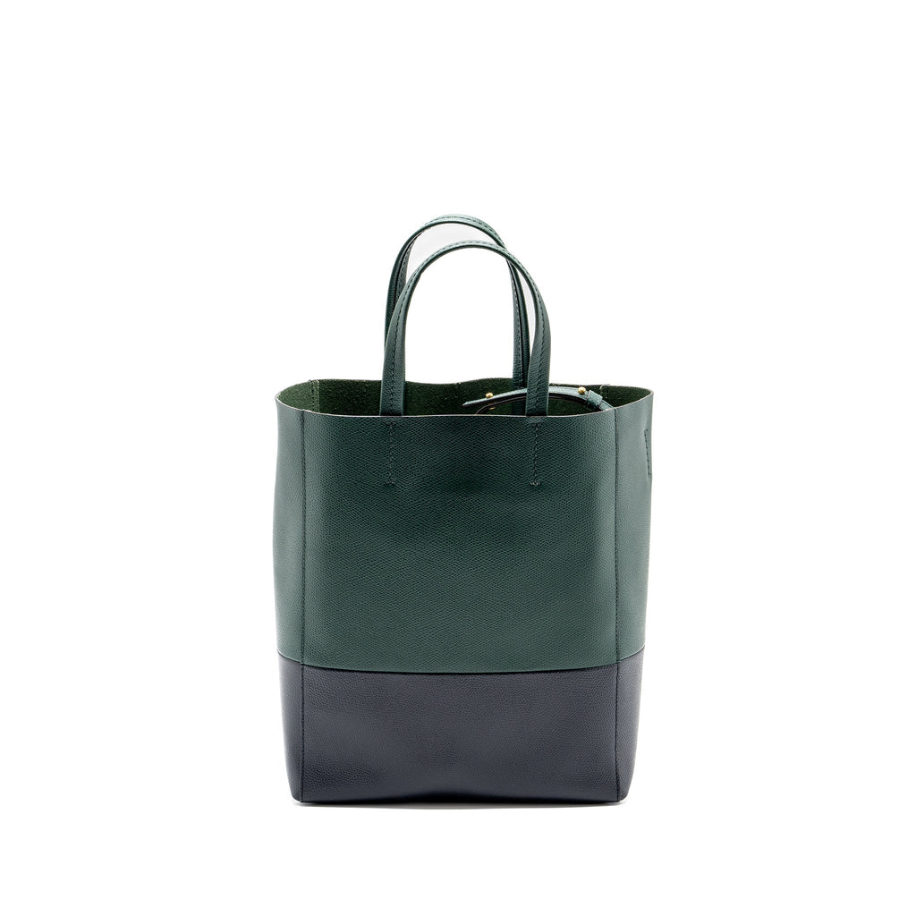 CELINE VERTICAL CABAS CALFSKIN GREEN / NAVY GHW