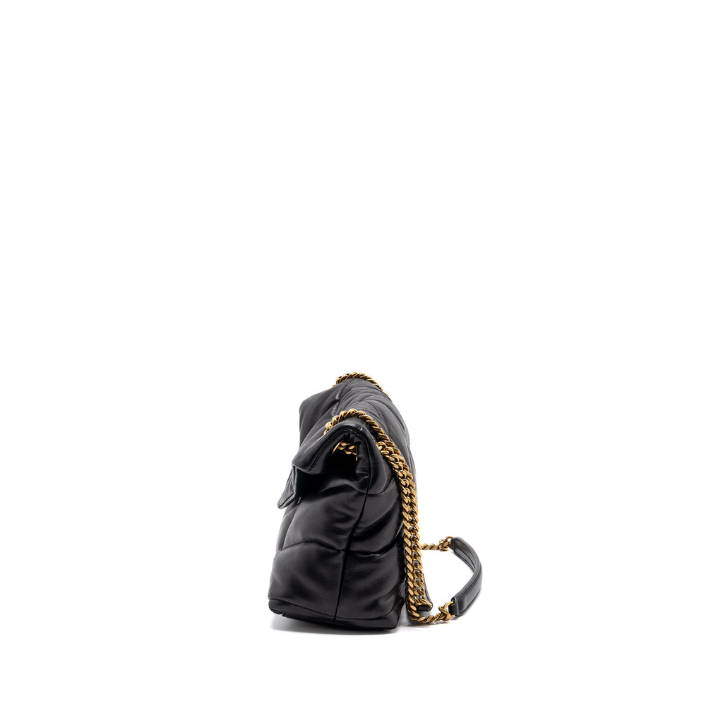 SAINT LAURENT SMALL PUFFER QUILTED NAPPA LEATHER BLACK GHW
