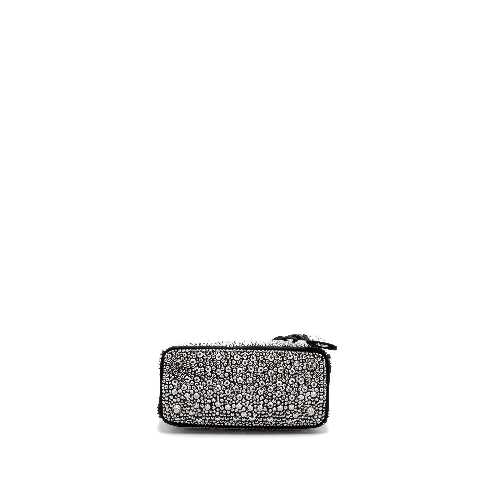 PRADA GALLERIA SATIN MINI BAG WITH CRYSTAL BLACK SHW