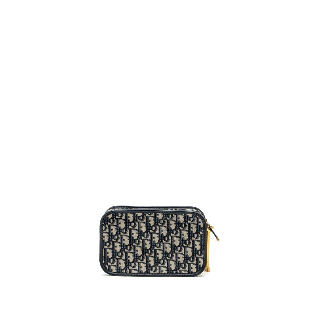 DIOR OBLIQUE DIORQUAKE CLUTCH CANVAS BLUE GHW