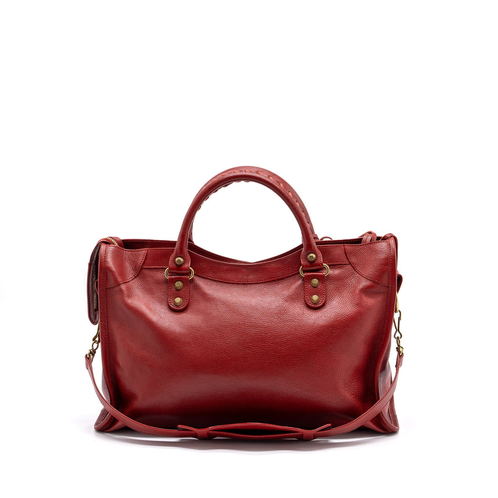 BALENCIAGA CITY BAG LEATHER RED LGHW