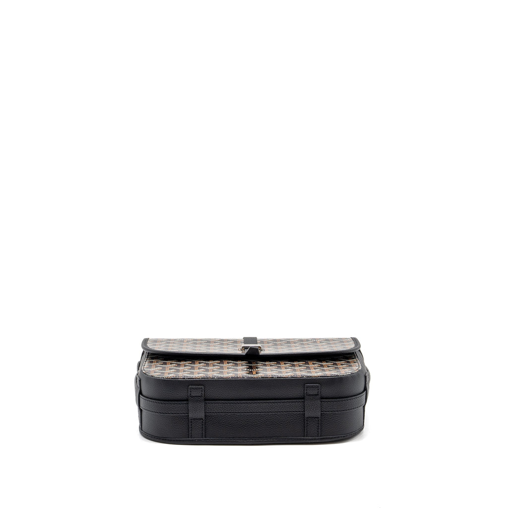 GOYARD BELVEDERE MM MESSANGER BAG GOYARDLINE CANVAS / CALFSKIN BLACK SHW