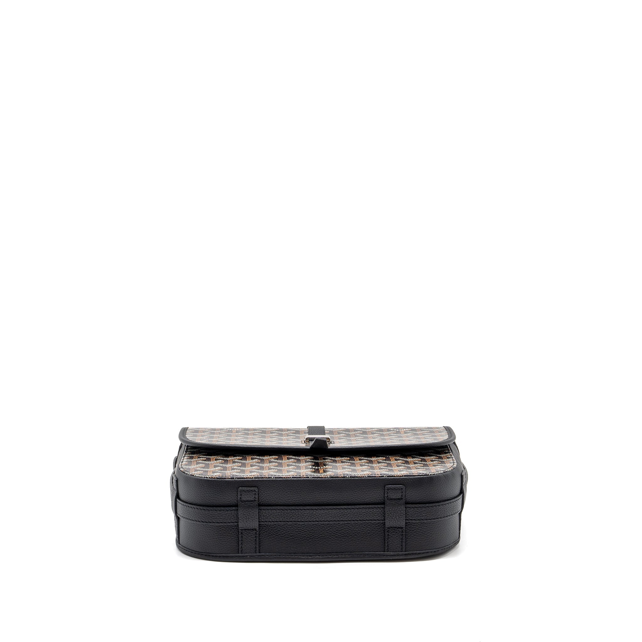 GOYARD BELVEDERE MM MESSANGER BAG GOYARDLINE CANVAS / CALFSKIN BLACK SHW