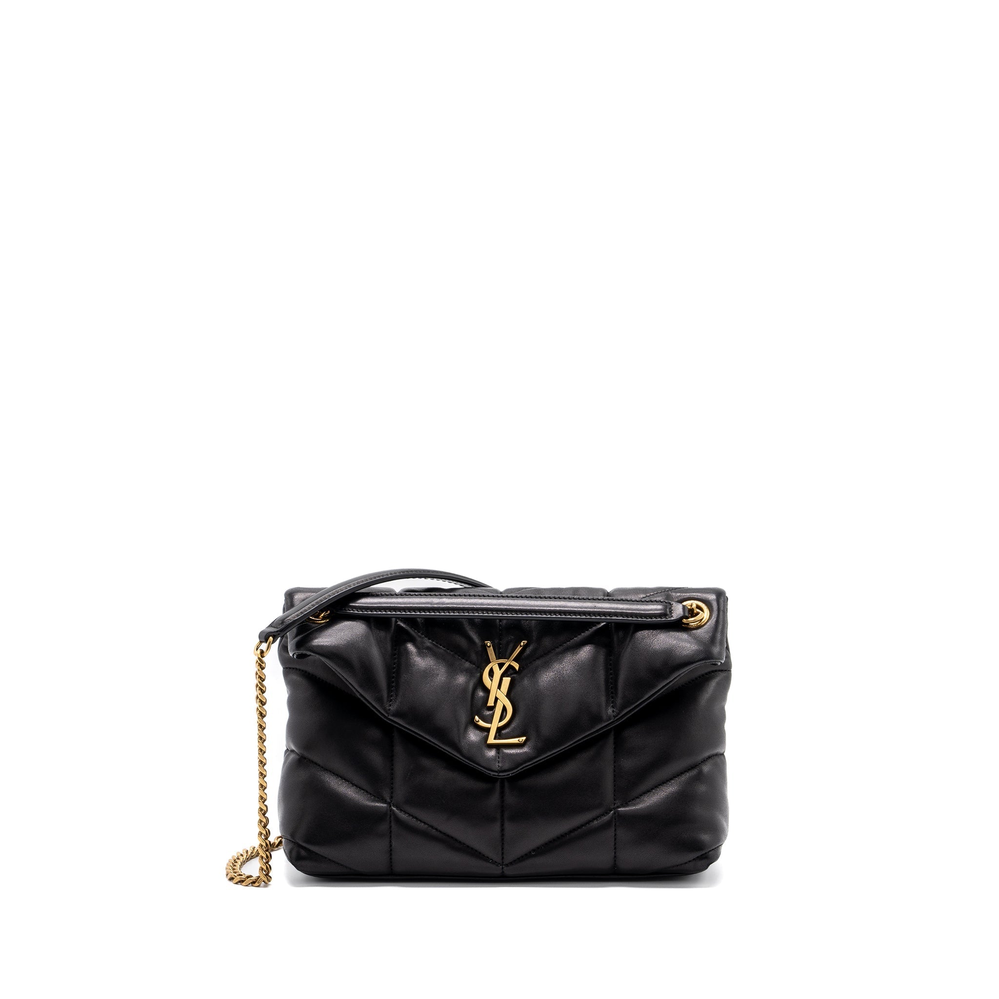 SAINT LAURENT SMALL PUFFER QUILTED NAPPA LEATHER BLACK GHW