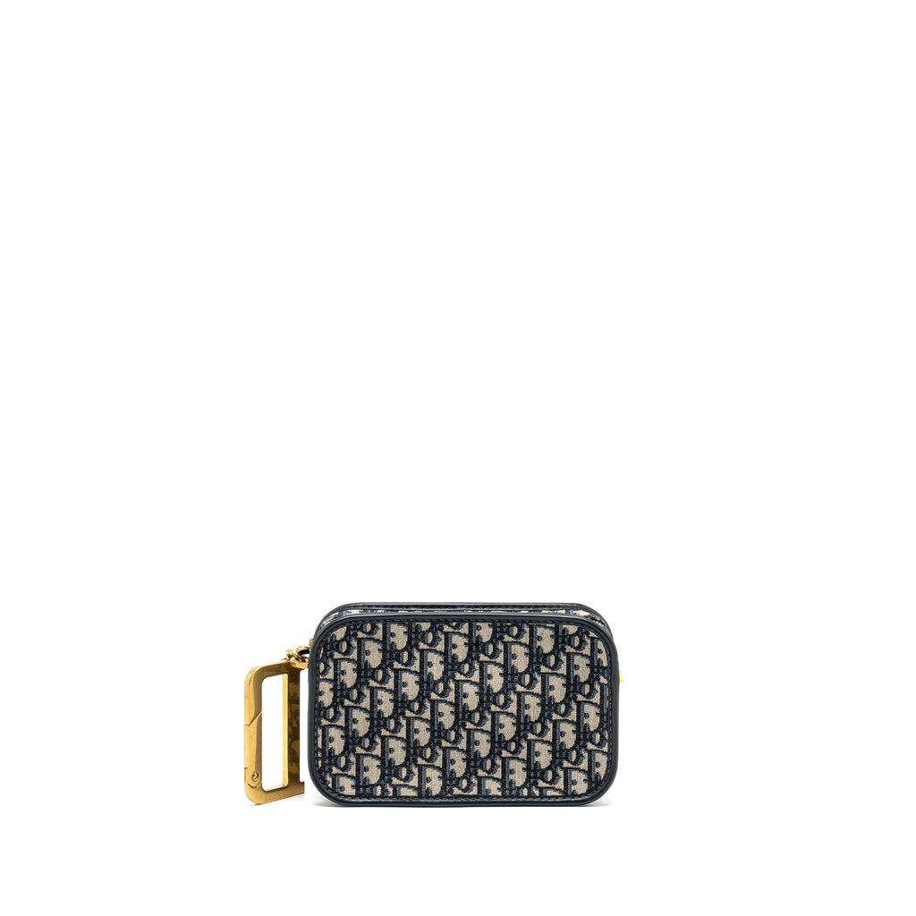 DIOR OBLIQUE DIORQUAKE CLUTCH CANVAS BLUE GHW