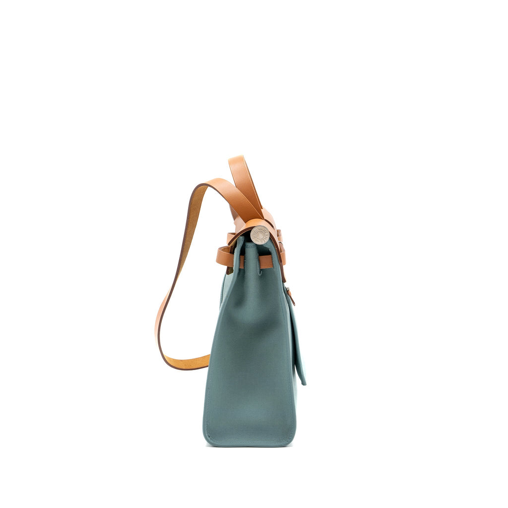 HERMES HERBAG 31 ZIP BAG LIGHT BLUE HUNTER/CANVAS SHW
