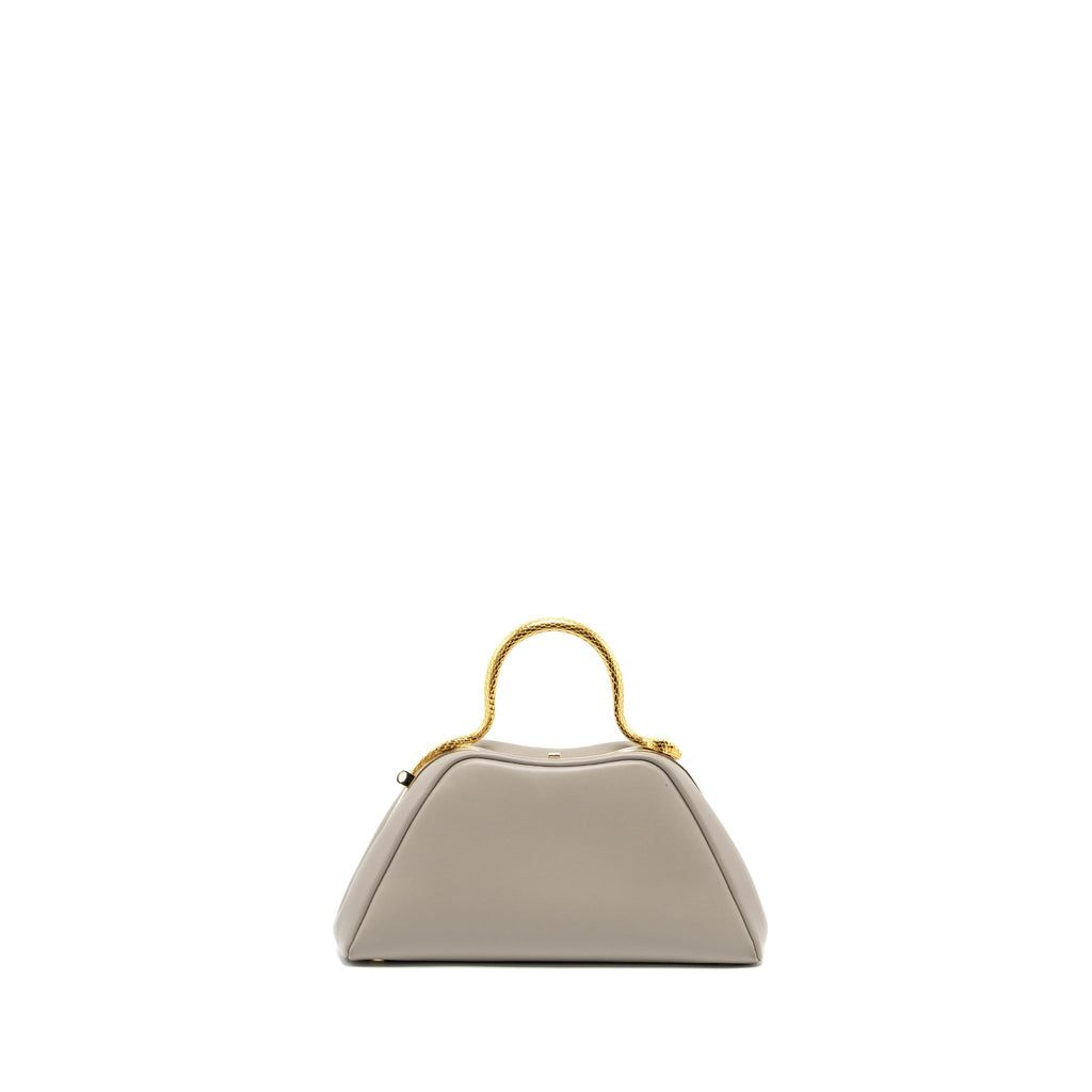 BVLGARI SERPENTINE TOP HANDLE BAG SMOOTH CALFSKIN GREY GHW