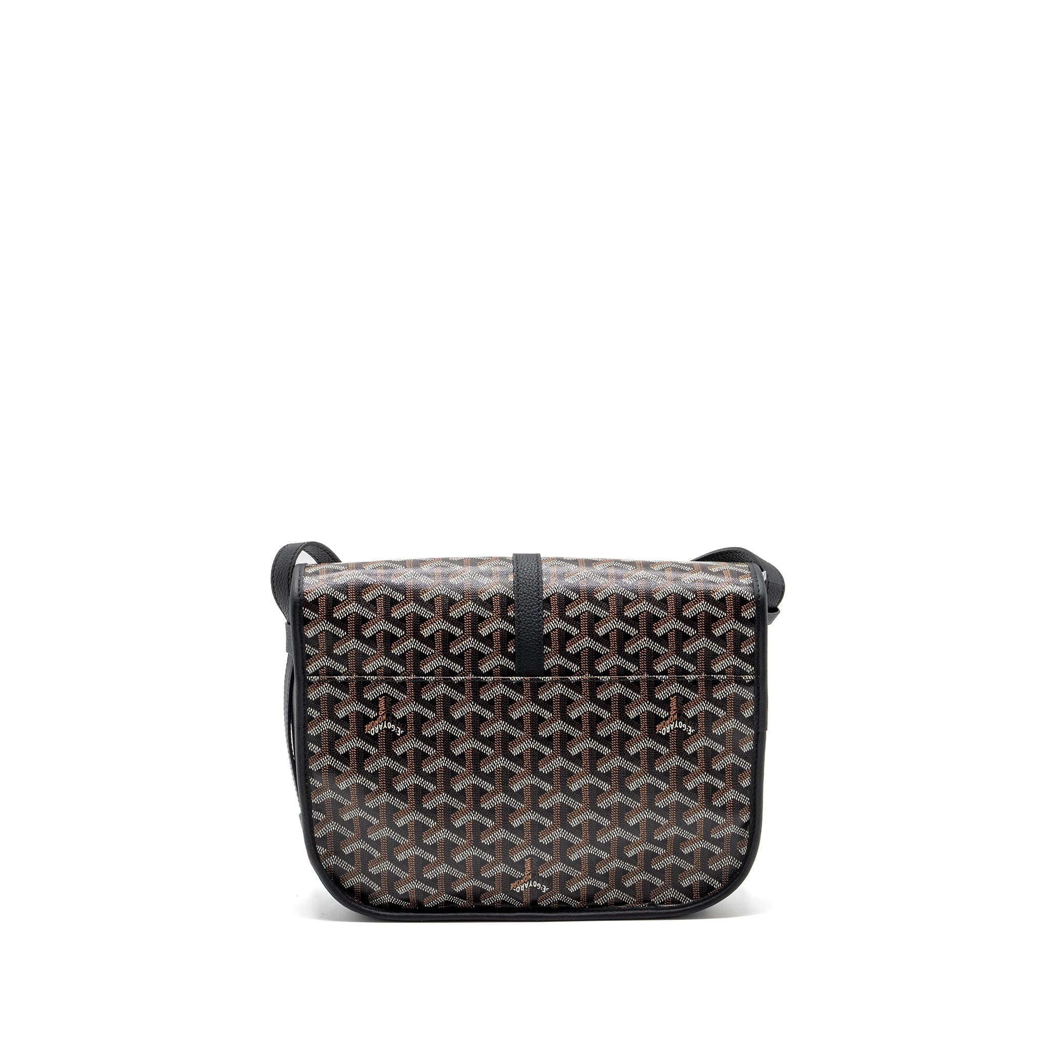 GOYARD BELVEDERE MM MESSANGER BAG GOYARDLINE CANVAS / CALFSKIN BLACK SHW