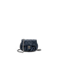 CHANEL MINI ROUND FLAP BAG WITH CHAIN AGED CALFSKIN NAVY SHW