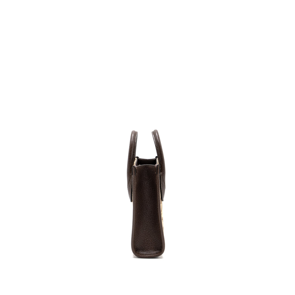 GUCCI MINI JUMBO GG TOTE BAG CANVAS / LEATHER CAMEL / EBONY GHW