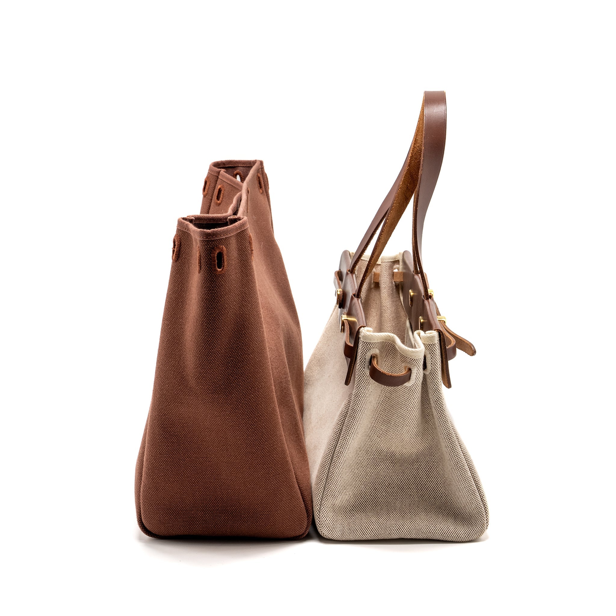 HERMES HERBAG CABAS TOTE BAG TOILE CANVAS/LEATHER GHW