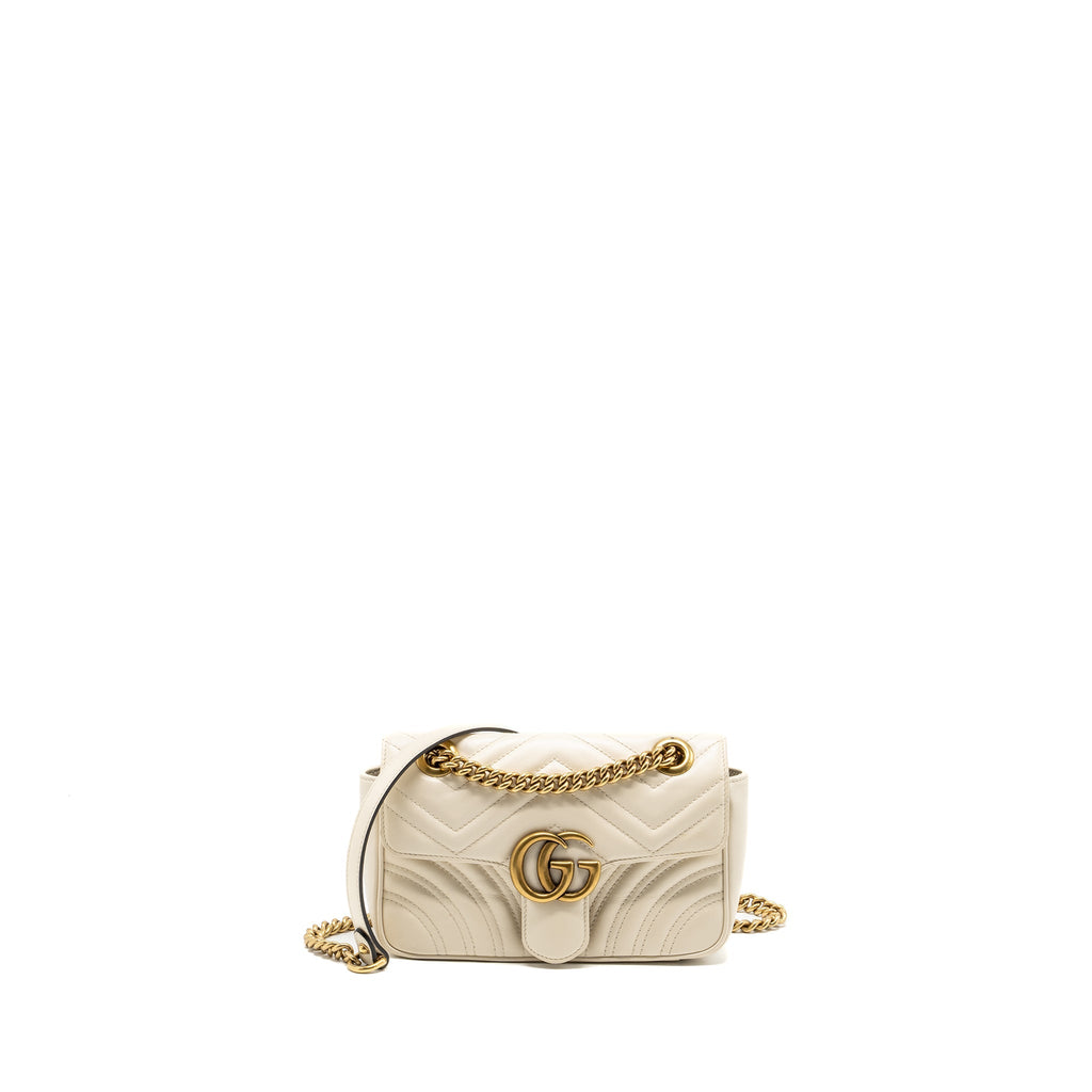 GUCCI MINI MARMONT BAG CALFSKIN WHITE GHW