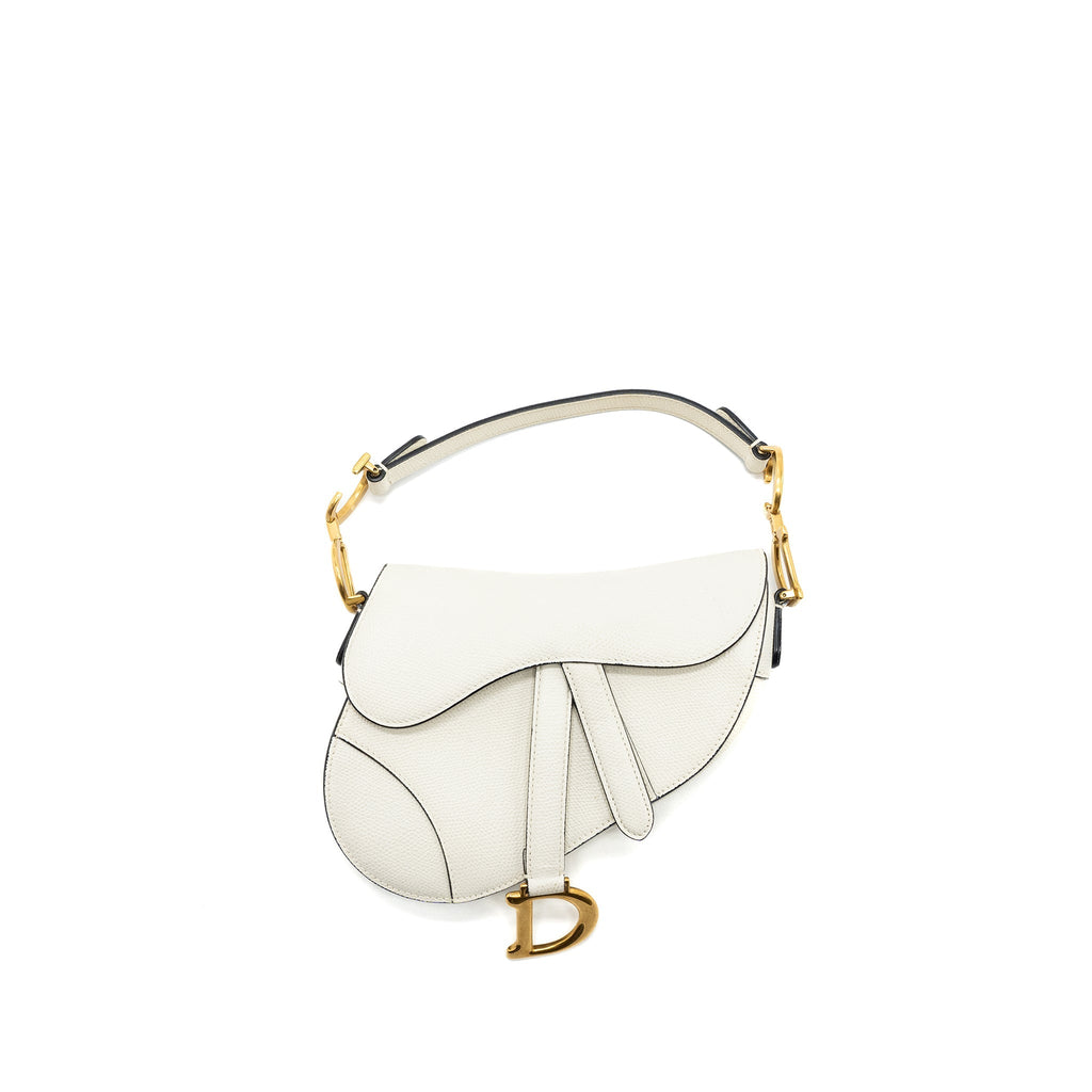 DIOR MINI SADDLE BAG CALFSKIN WHITE GHW