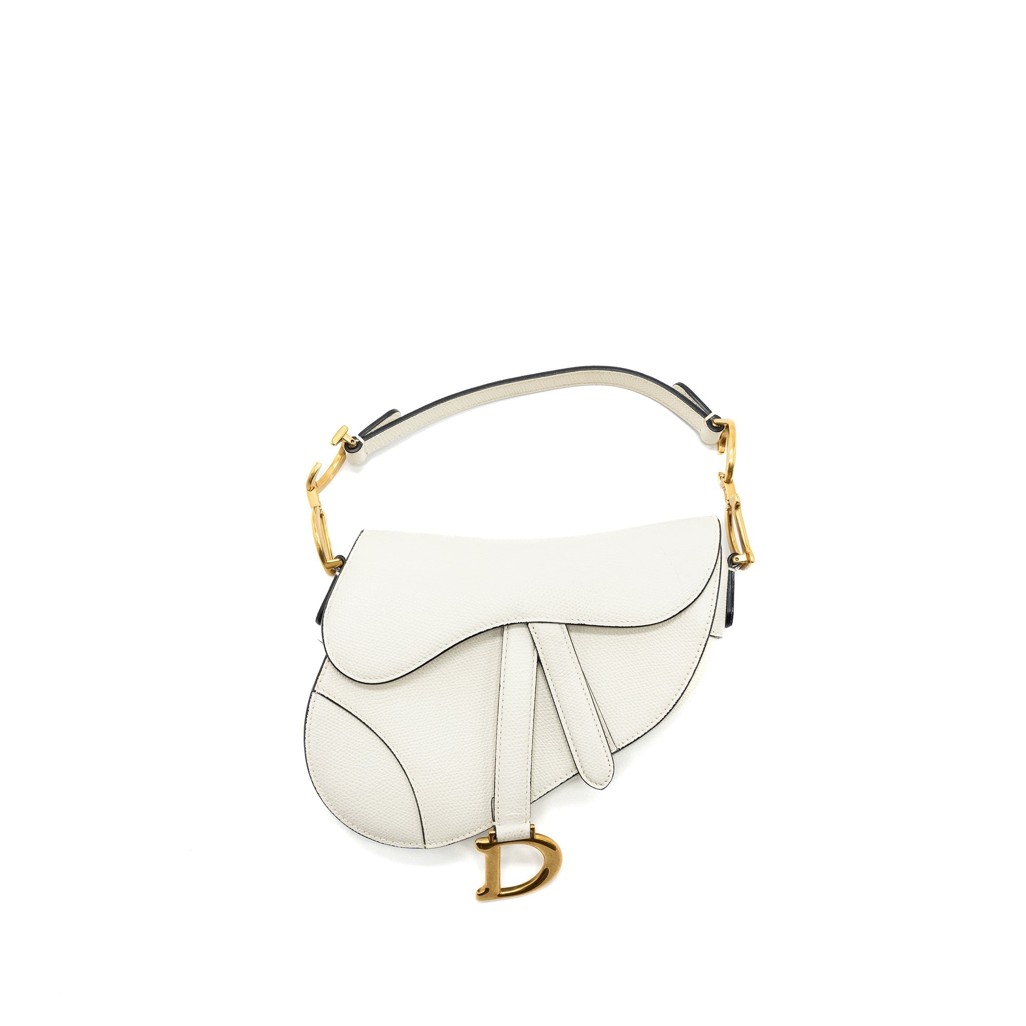DIOR MINI SADDLE BAG CALFSKIN WHITE GHW