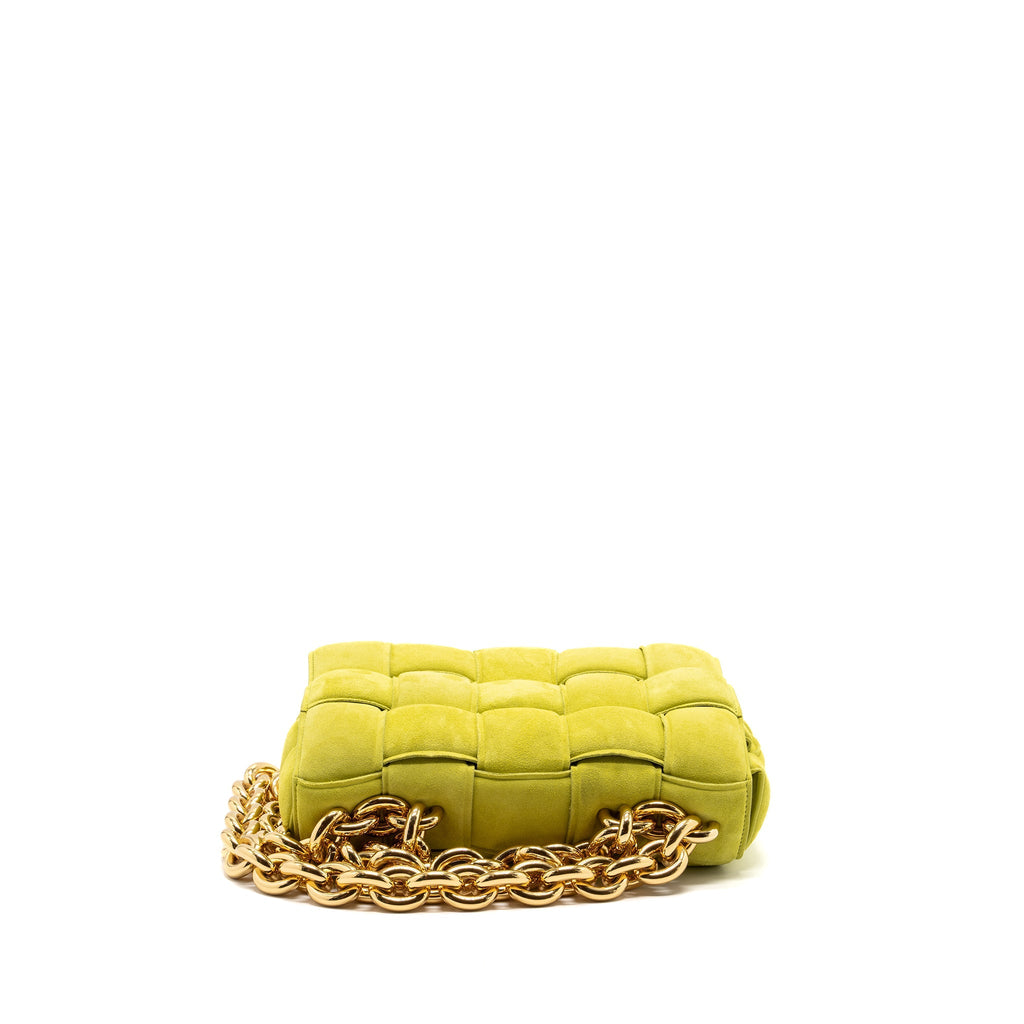BOTTEGA VENETA CHAIN CASSETTE SUEDE LIGHT GREEN GHW