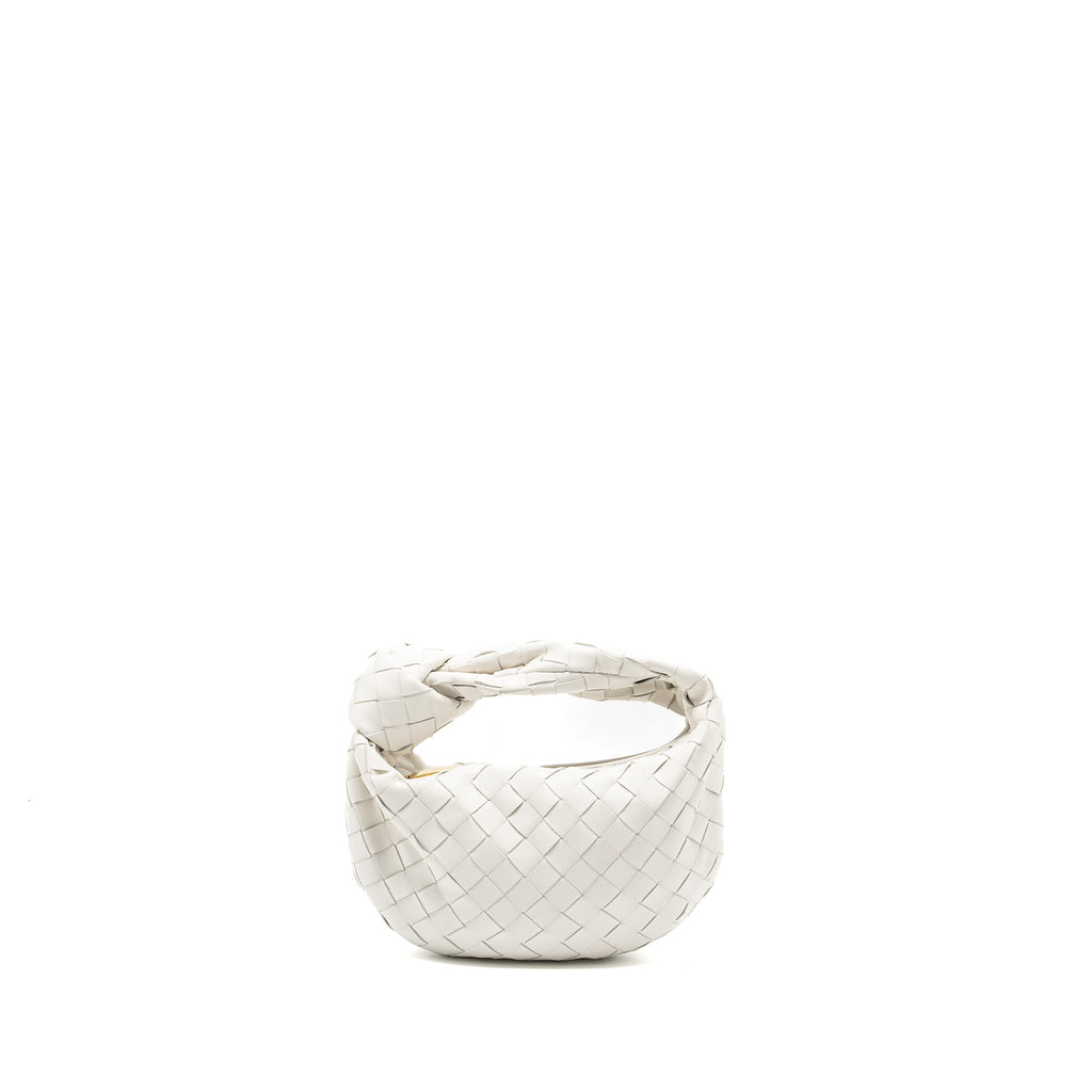 BOTTEGA VENETA MINI JODIE LAMBSKIN WHITE GHW
