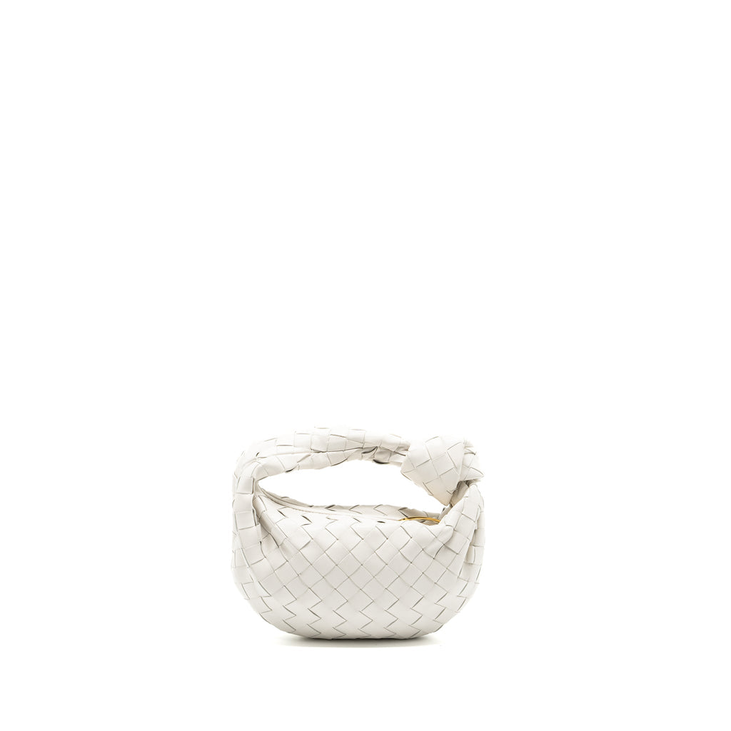 BOTTEGA VENETA MINI JODIE LAMBSKIN WHITE GHW