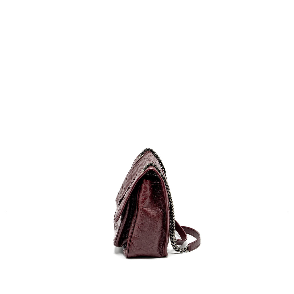 SAINT LAURENT NIKI MEDIUM LEATHER DARK RED RUTHENIUM HARDWARE