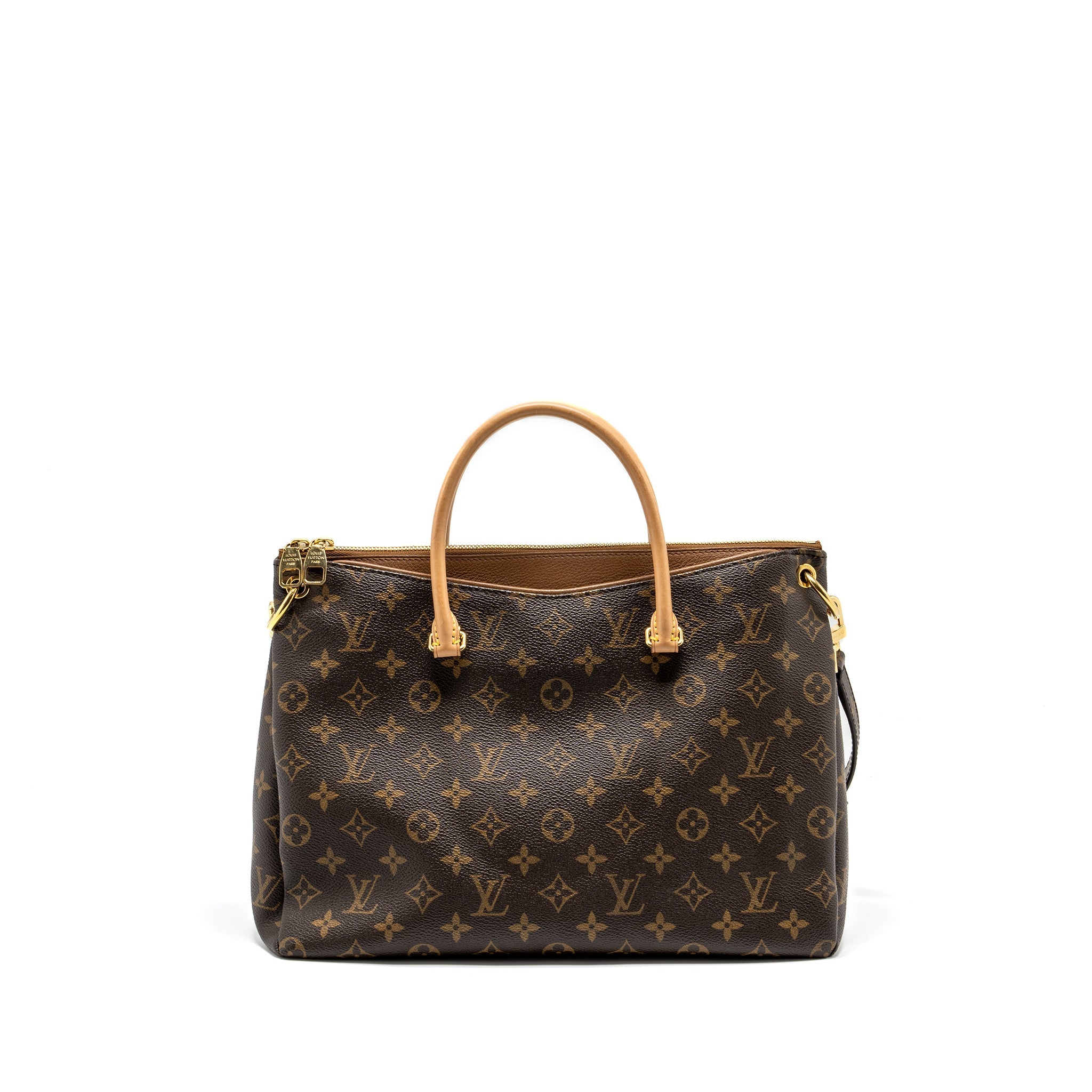LOUIS VUITTON PALLAS TOTE BAG MONOGRAM CANVAS BROWN GHW