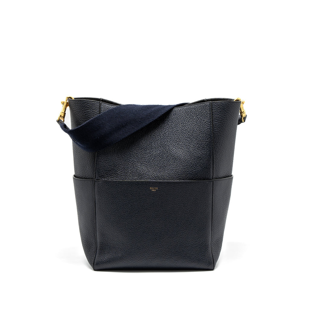 CELINE SANGLE BUCKET BAG CALFSKIN NAVY GHW