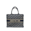 DIOR MEDIUM BOOK TOTE BLUE DIOR OBLIQUE EMBROIDERY