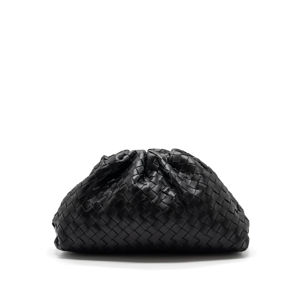 BOTTEGA VENETA POUCH INTRECCIATO LEATHER CLUTCH LAMBSKIN BLACK