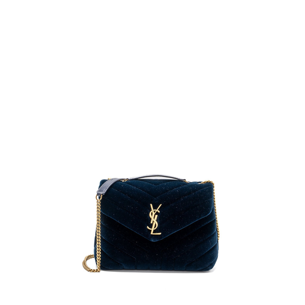 SAINT LAURENT /YSL MEDIUM LOU LOU IN VELVET BLUE GHW