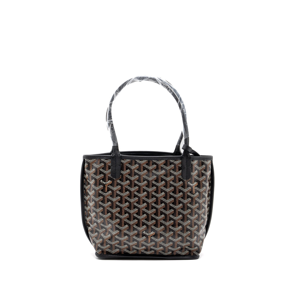 GOYARD MINI ANJOU TOTE BAG GOYARDLINE CANVAS / CALFSKIN BLACK SHW